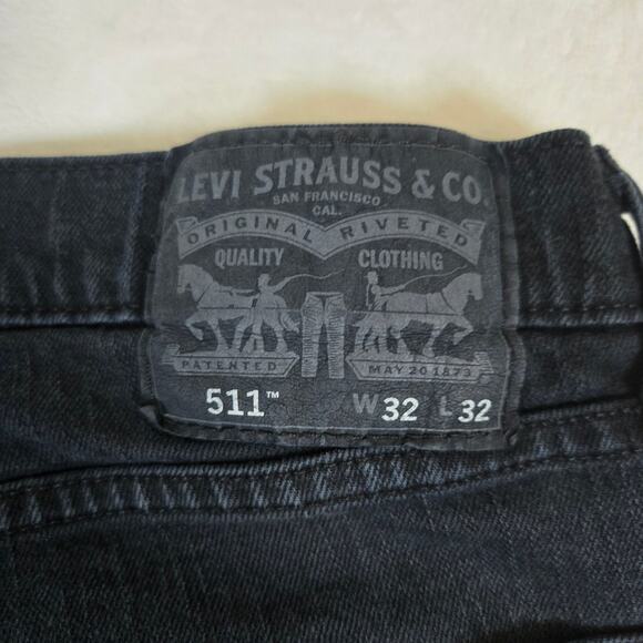 Levi's 511 Jeans Mens Straight Leg Denim Mens 32x32 Black 0704 - Picture 7 of 11